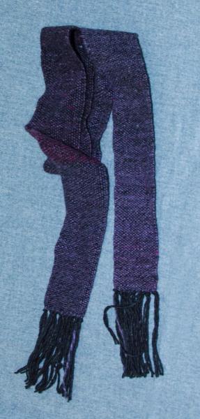 Men's or Women's Unisex Handwoven Scarf. Subtle Shades of Deep Purple with Black. picture