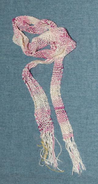 Women's Rayon Scarf, Pink and White Handwoven
