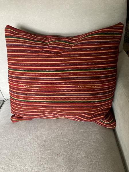 Pillow, Striped, Red