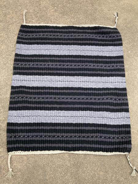 Handwoven Rug in Silver and Black, and Charcoal, Hand Dyed Wool