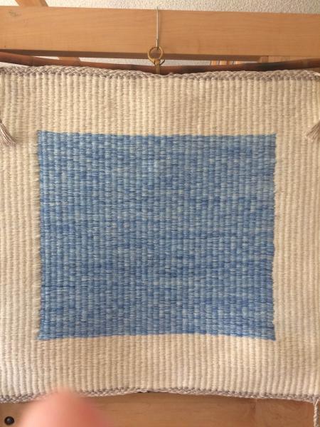 Blue Skies Tapestry, Handwoven Wool. picture