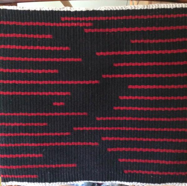 Handwoven Wall Hanging, Black and Deep Red Stripes