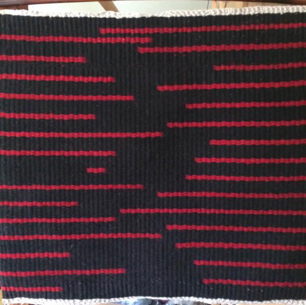 Handwoven Wall Hanging, Black and Deep Red Stripes picture