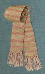 Silk and Mohair Women's Handwoven Striped Scarf. Lime Green and Pink