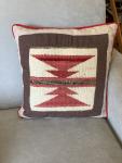 Handwoven Tapestry Throw Pillow in Cotton and Wool, Down Filled