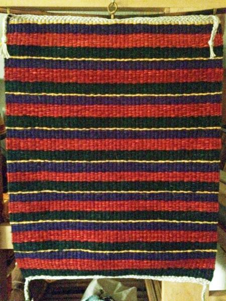 Handwoven Striped Wall Hanging Or Rug from Navajo Churro Wool