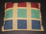 Wool Floor Pillow, Handwoven, Hand Dyed in Blues, Spearmint Green and Cranberry
