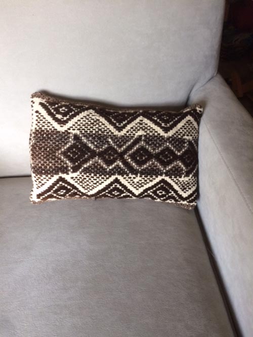 Brown and White Southwestern Design Pillow, Handwoven