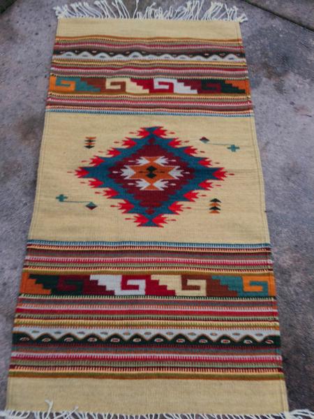 Wool Rug, Handwoven, Hand dyed All Natural, Southwestern Design
