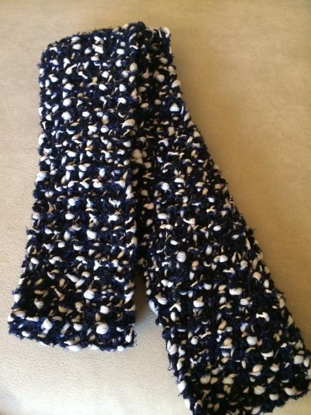 Black and Blue Hand Knit Scarf