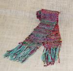 Women's Scarf, Handwoven Recycled Sari Silk, Uruguayan Wool, Mint Green