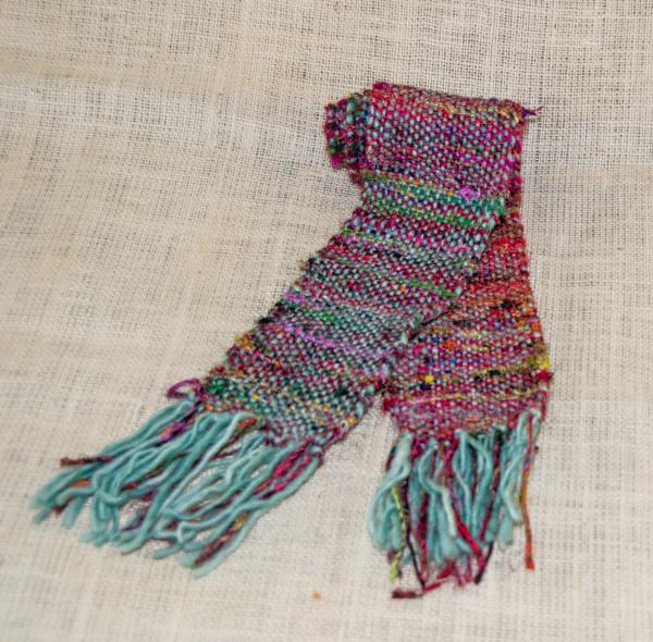 Women's Scarf, Handwoven Recycled Sari Silk, Uruguayan Wool, Mint Green