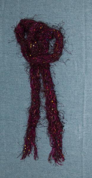 Women's Scarf - Delicate Lacey Hand Knit Burgundy