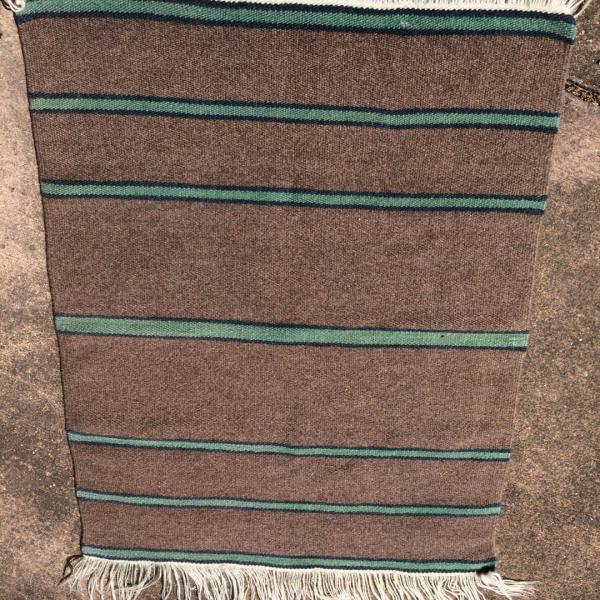 Handwoven Striped Rug, Chimayo Natural Dyed Wool, Brown and Green