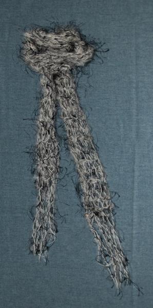 Women's Scarf, Delicate Lacy Hand Knit Black and White picture