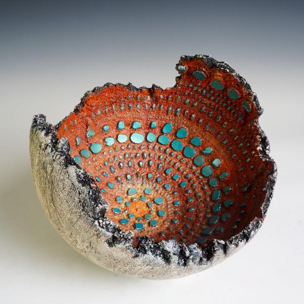 Turquoise and Rust Mosaic Glowing Stone picture