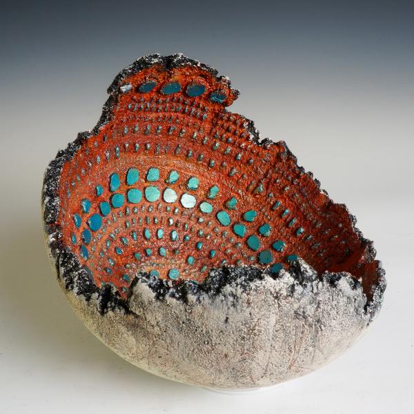 Turquoise and Rust Mosaic Glowing Stone picture
