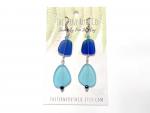 Sea Glass (man made) earrings-royal blue & turquoise blue
