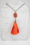 Orange Pendant necklace with tassel
