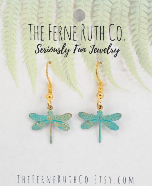 Dragonfly earrings--Patina look