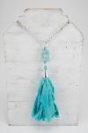 Caribbean blue agate chunk necklace with matching tassel