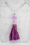 Pink Purple Agate chunk necklace with tassel