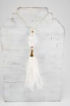 White "Stackable" Agate pendant necklace with tassel
