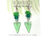 Sea Glass (man made) earrings--green