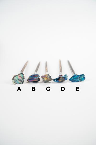 Hairsticks featuring abalone, quartz and agate picture