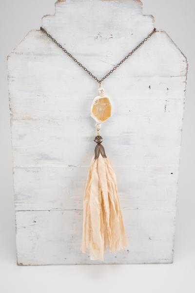 "Choose Joy" agate necklace-white picture