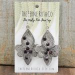 Fleur de Lis earrings--Red Swarovski