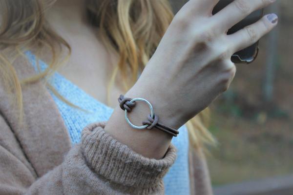 Eternity Sterling Silver Leather Bracelet picture