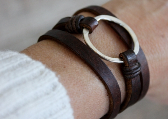 Eternity symbol Sterling Leather Bracelet