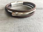 Unisex Rustic Silver Magnetic Leather Bracelet