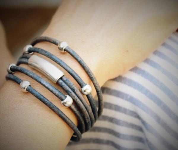 Silver Boho Leather Cuff/Bracelet picture