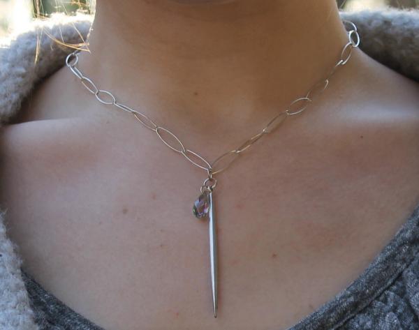 Sterling Silver Link Chain Silver Spike Pendant