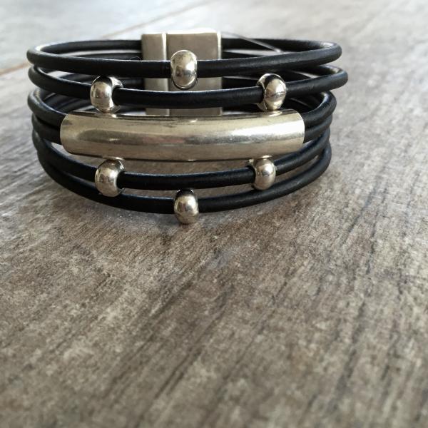 Silver Boho Leather Cuff/Bracelet picture