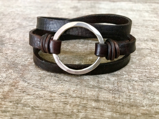 Eternity symbol Sterling Leather Bracelet picture