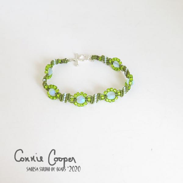 Bracelet, Daisy Chain, Chartreuse & Ice Blue MBra20-4214