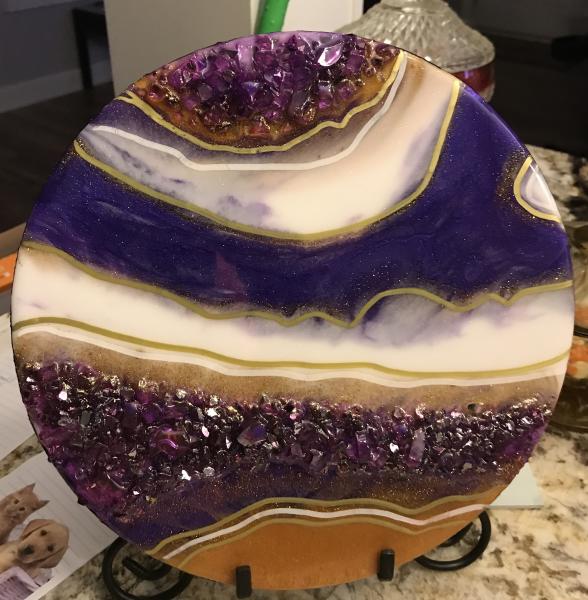 Purple and gold geode