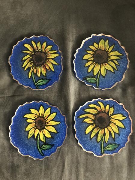 Resin sunflower coasters