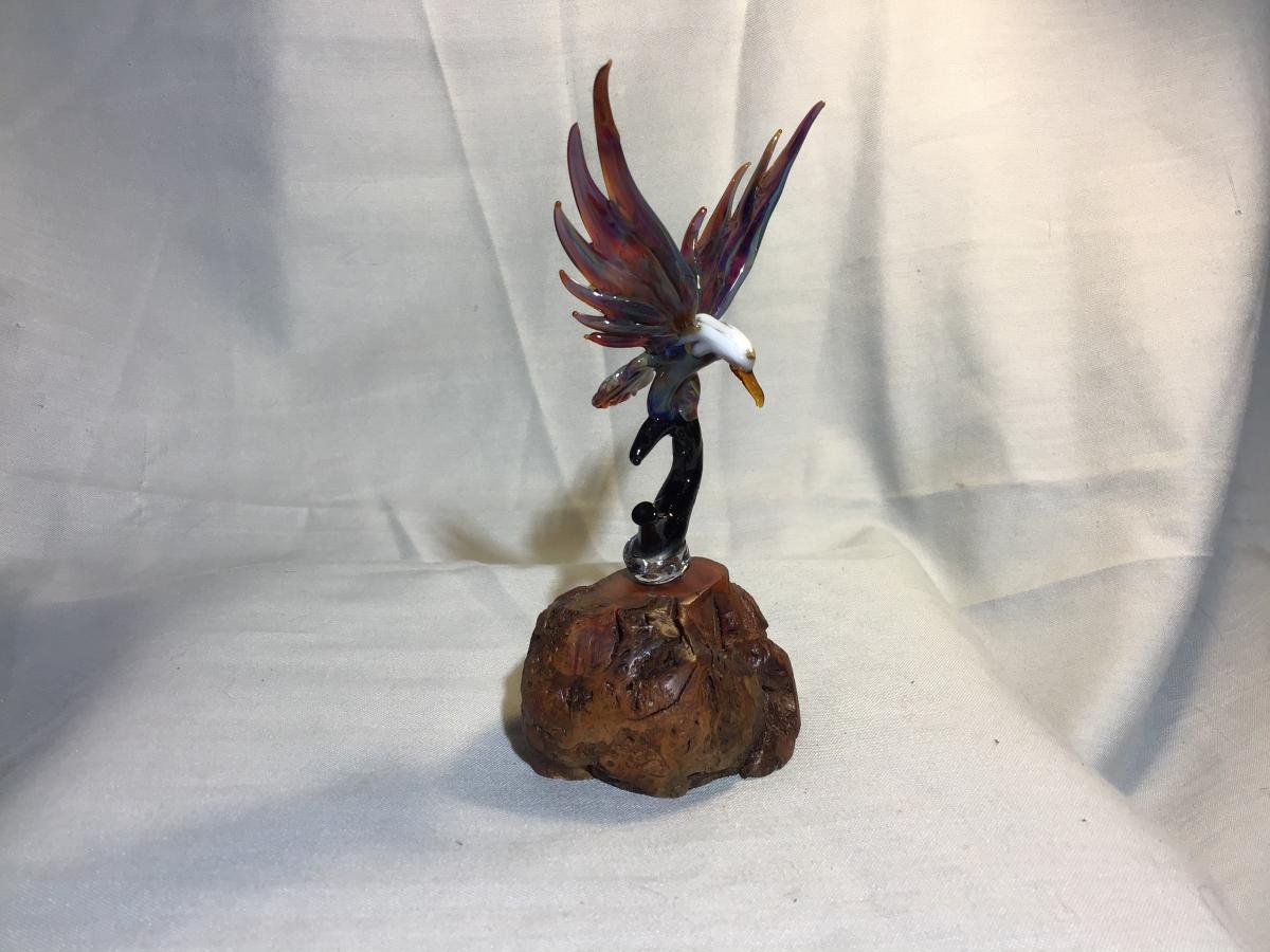 Eagle w/branch on Manzanita Burl wood picture