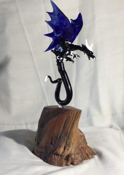 Dragon- lg blue on wood