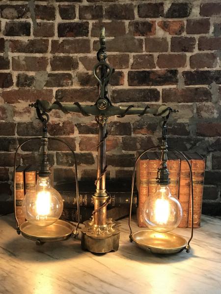 19th century Universal Balance with Embedded Weights Light Fixture picture