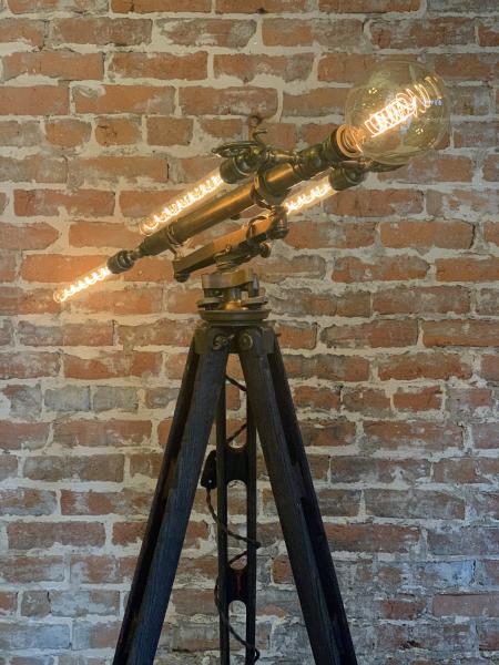 19th century Builder's Level on Tripod Floor Lamp