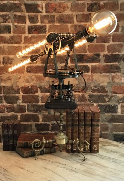 19th century James Queen & Company Theodolite Desk Light Fixture