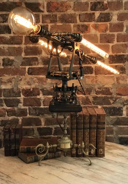 19th century James Queen & Company Theodolite Desk Light Fixture picture