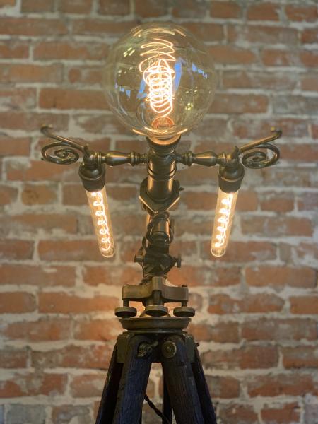 19th century Builder's Level on Tripod Floor Lamp picture