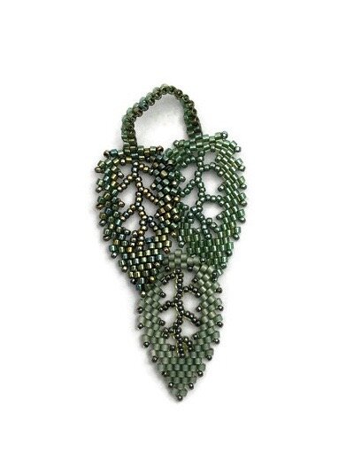 Beaded leaf pendant, small picture