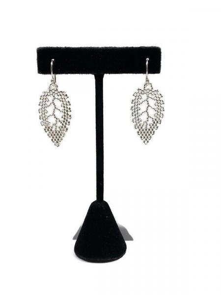 Beaded leaf earrings